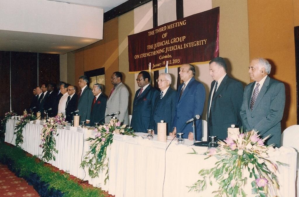 Third Meeting, Colombo 2003: A section of the members of the Group while the National Anthem was being played